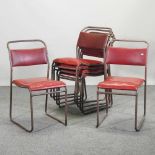 A set of six mid 20th century stacking chairs,