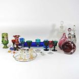 A collection of 19th century and later coloured glassware,