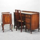 A 1930's dressing table, with a matching bedside cabinet and chair