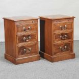 A pair of bespoke made walnut bedside chests,