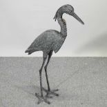 A metal garden model of a heron
