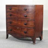 A 19th century mahogany bow front chest,