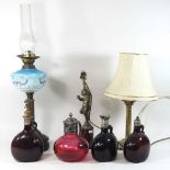 A 19th century cranberry glass decanter, with silver plated mounts, 19cm high,