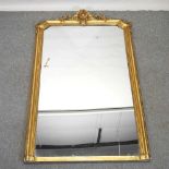 A large 19th century and later carved pine and gilt gesso framed pier mirror,