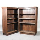 A pair of mid 20th century oak dwarf open bookcases,