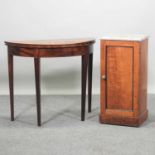 A George III mahogany half round folding card table,