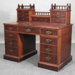 A late Victorian pedestal desk,