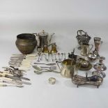 A collection of 19th century and later silver and plated items,