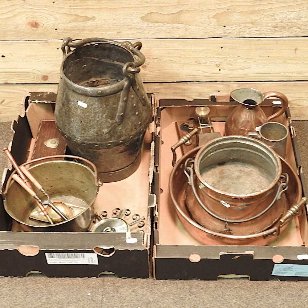 Two boxes of metalwares,