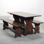 A mid 20th century oak refectory table,
