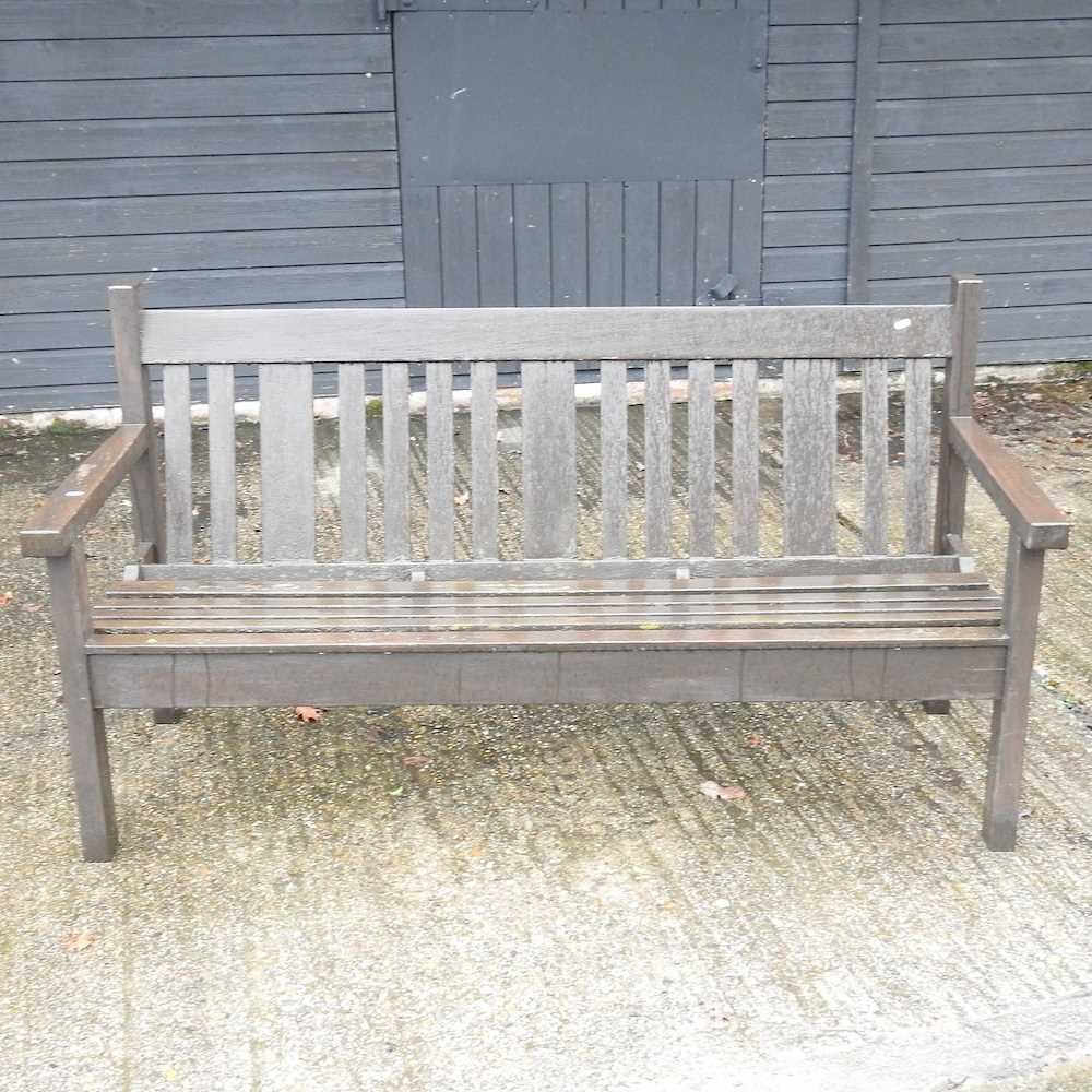 A teak garden bench,