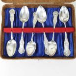 A collection of six silver Queens pattern teaspoons,