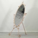 A white painted iron cheval mirror,