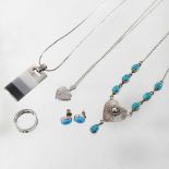 A collection of silver ladies jewellery,