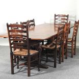 A Bevan Funnel oak draw leaf extending dining table,