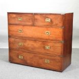A 19th century satinwood and walnut campaign chest, by Maple and Co,