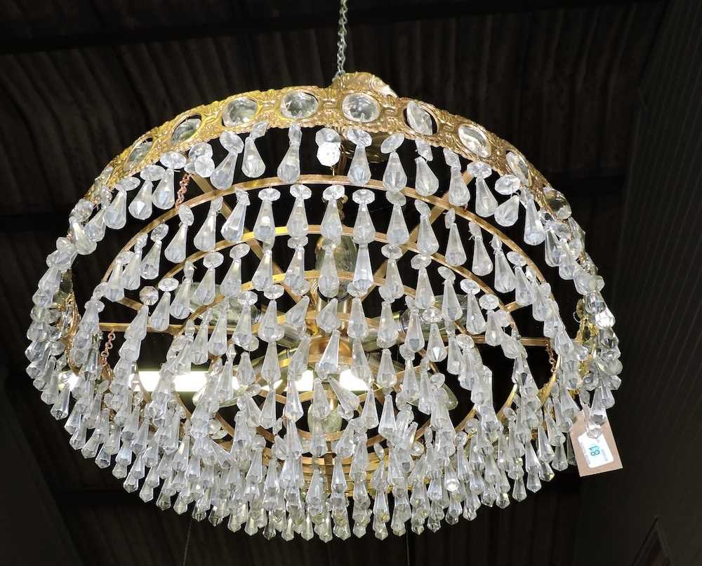 A gold painted metal and cut glass chandelier, - Image 3 of 4