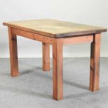 A pine kitchen table,