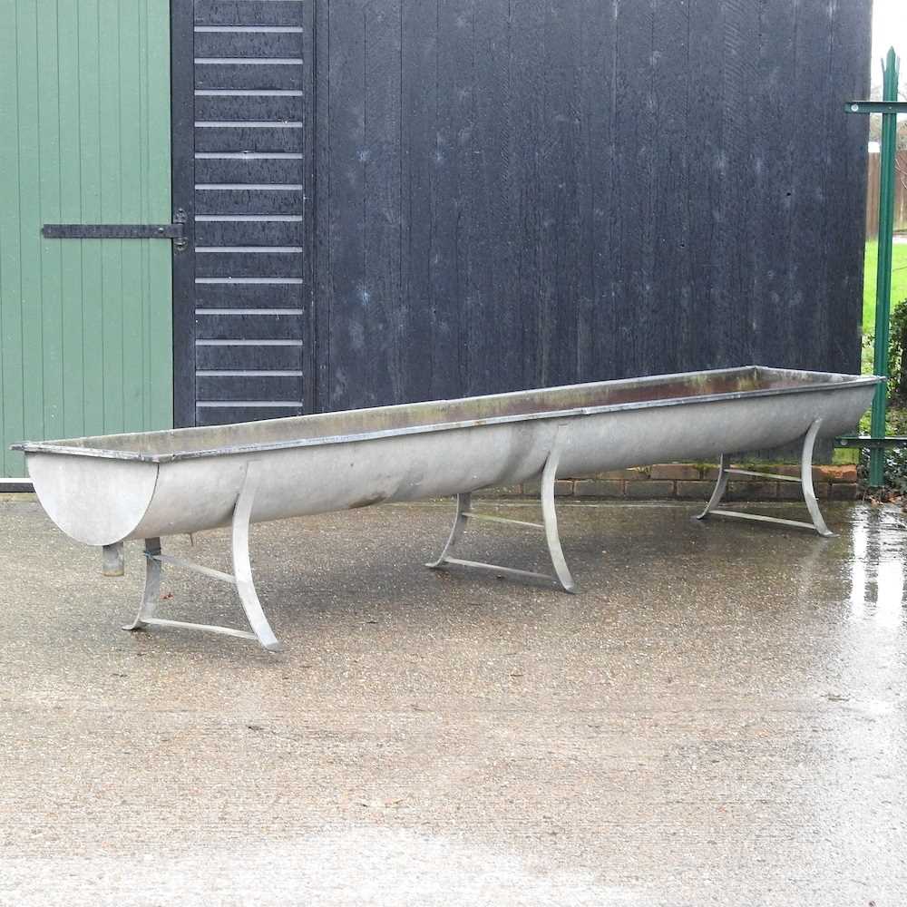 A galvanised feed trough,