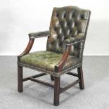 A Georgian style Gainsborough armchair,