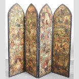 A 19th century decoupage four-fold dressing screen