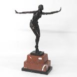 A modern Art Deco style bronze figure of a dancer,