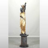 After Milo, Miguel Fernando Lopez, a bronze and gilt life figural lamp,