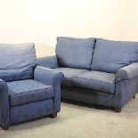A Multiyork blue upholstered sofa,