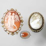 Withdrawn - A 9 carat gold mounted cameo brooch,