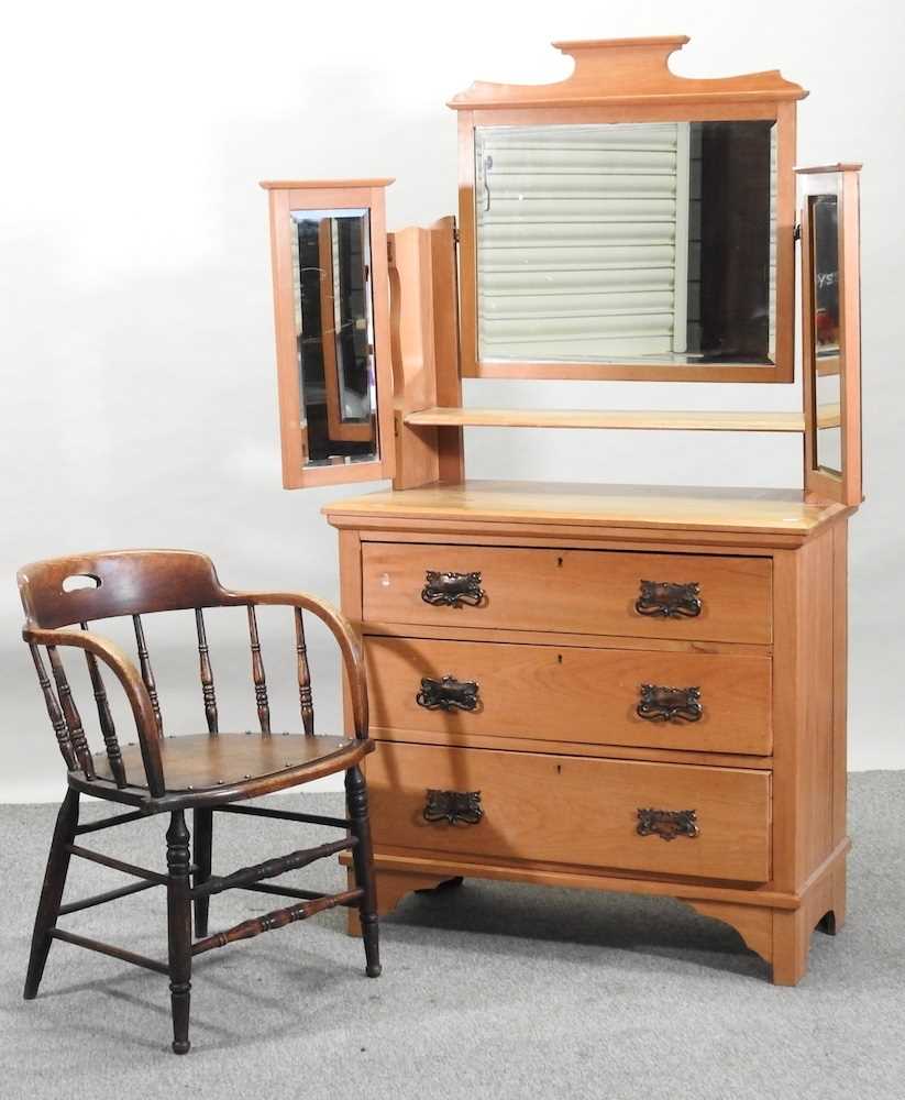 An Edwardian satin walnut dressing chest, - Image 6 of 11