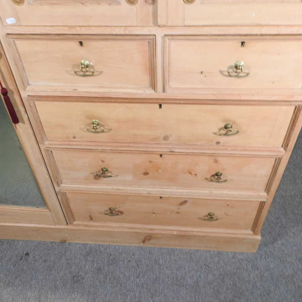 An Edwardian stripped pine combination wardrobe, - Image 8 of 13