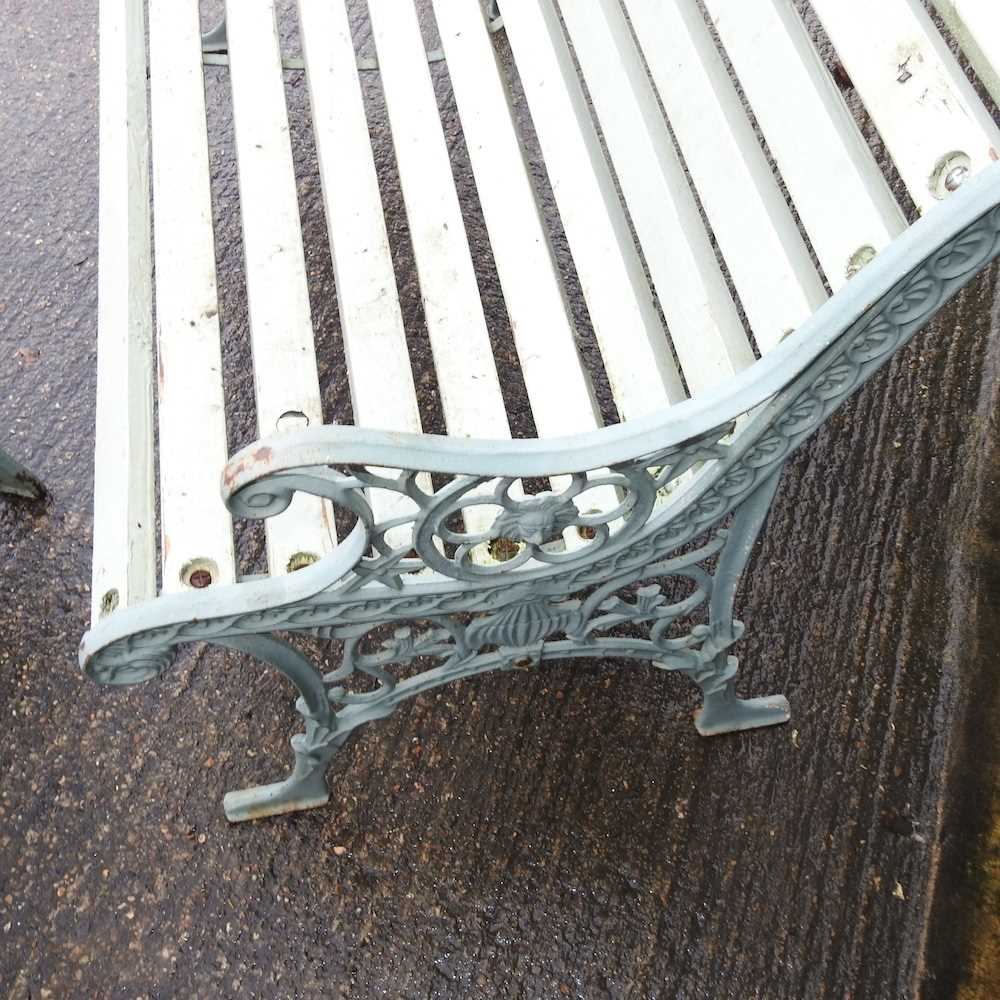 A cast iron and slatted wooden garden bench, - Image 6 of 7