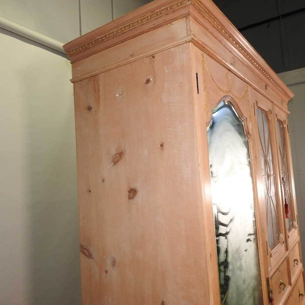 An Edwardian stripped pine combination wardrobe, - Image 7 of 13