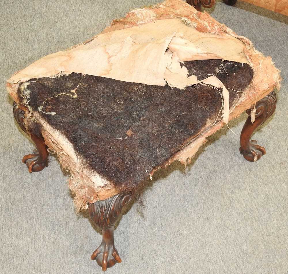 A pair of 19th century carved mahogany footstools, - Image 3 of 5