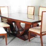 A modern Art Deco style cherrywood dining table,