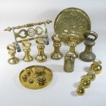 A collection of 19th century brass weights,