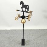 A painted metal horse weather vane