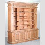 A large modern pine library bookcase,