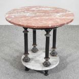 A circular marble top occasional table,