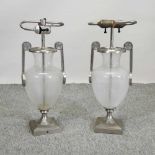 A pair of large American Art Deco style table lamps,