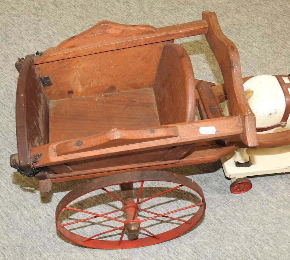 A 20th century children's pull-along model horse and cart - Image 3 of 6