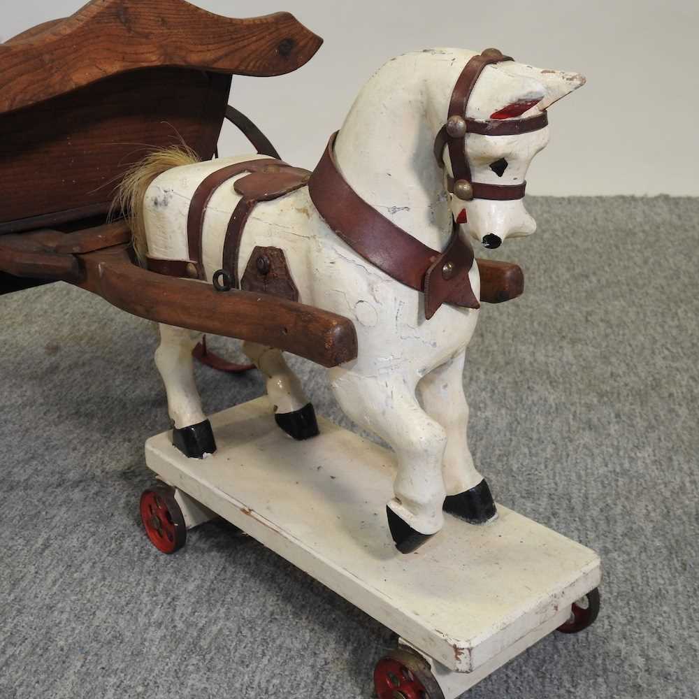 A 20th century children's pull-along model horse and cart - Image 5 of 6