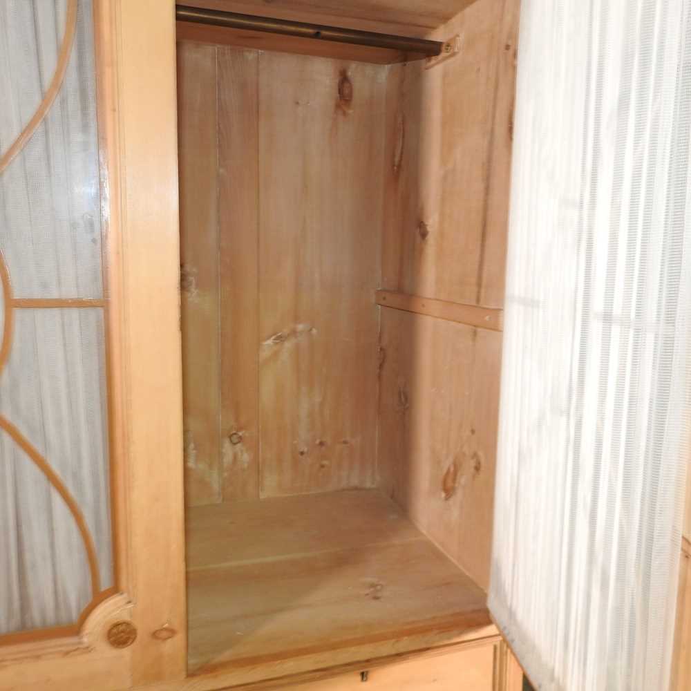 An Edwardian stripped pine combination wardrobe, - Image 5 of 13