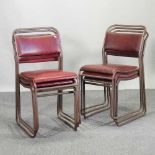 A set of six mid 20th century tubular metal stacking dining chairs
