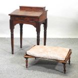 An early 20th century walnut desk, together with a bed tray