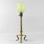 An early 20th century Arts and Crafts brass table lamp,
