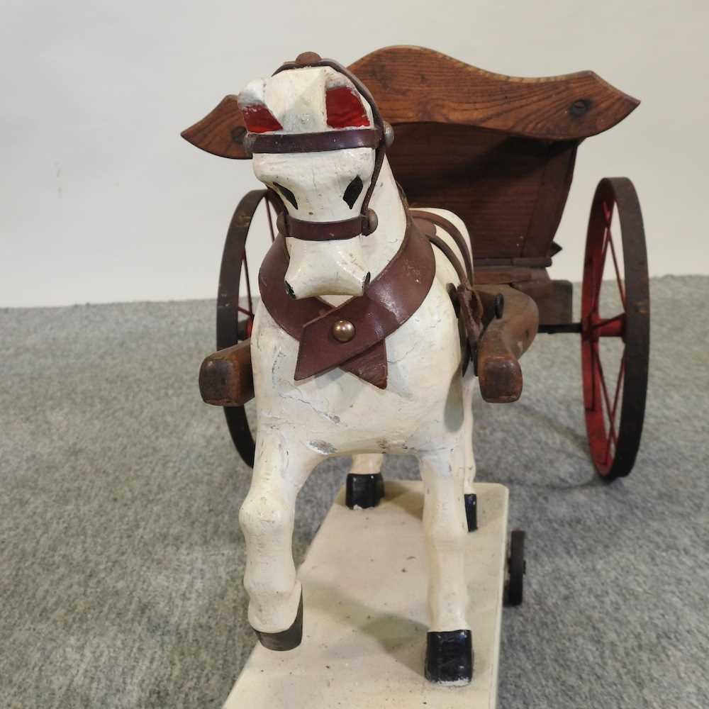 A 20th century children's pull-along model horse and cart - Image 2 of 6