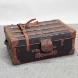 A vintage leather bound trunk