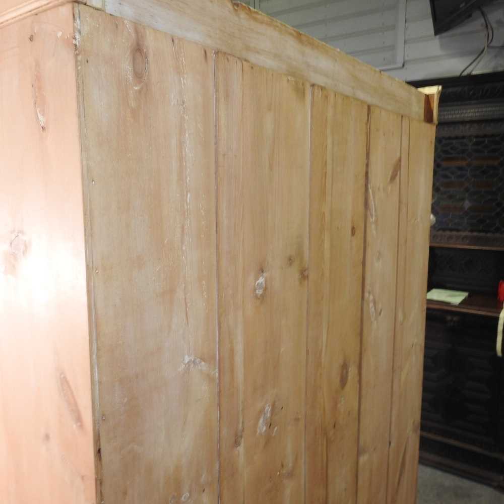 An Edwardian stripped pine combination wardrobe, - Image 3 of 13