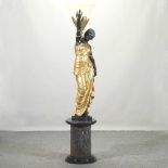 After Milo, Miguel Fernando Lopez, a bronze and gilt life size figural lamp,